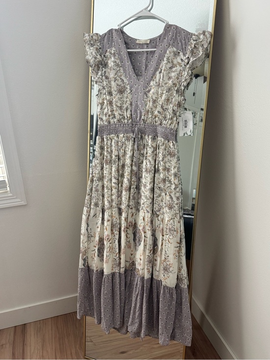 Anthropologie Dresses & Skirts - Anthropologie Lavender and Cream Floral Tiered Maxi Dress